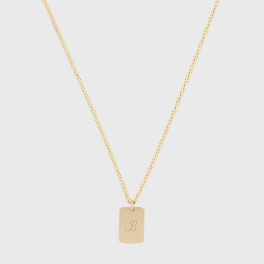 dog tag initial necklace