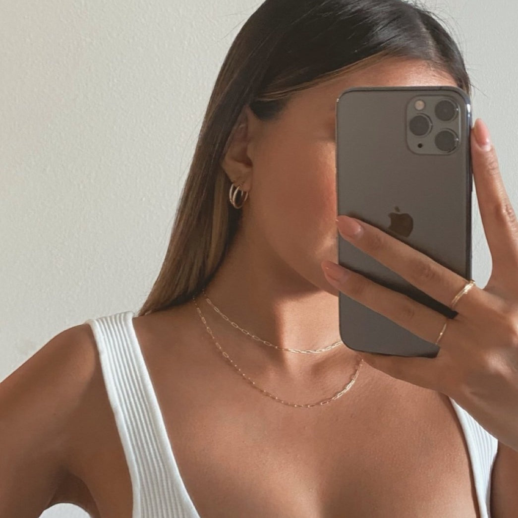 14-karätige Büroklammer-Halskette