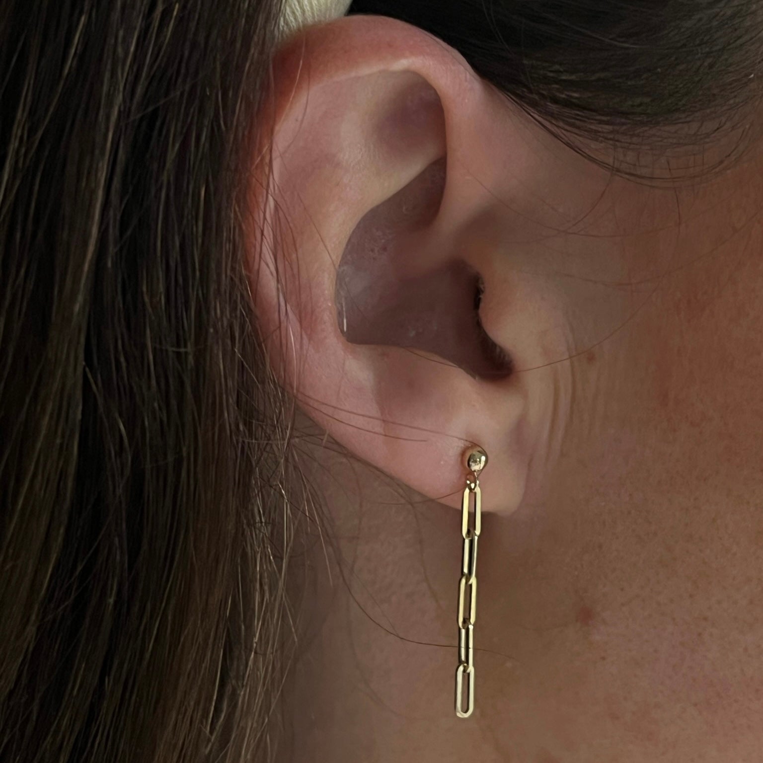 14k paperclip earrings
