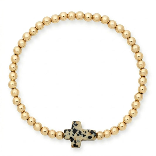 speckled cross juno bead bracelet (4mm)