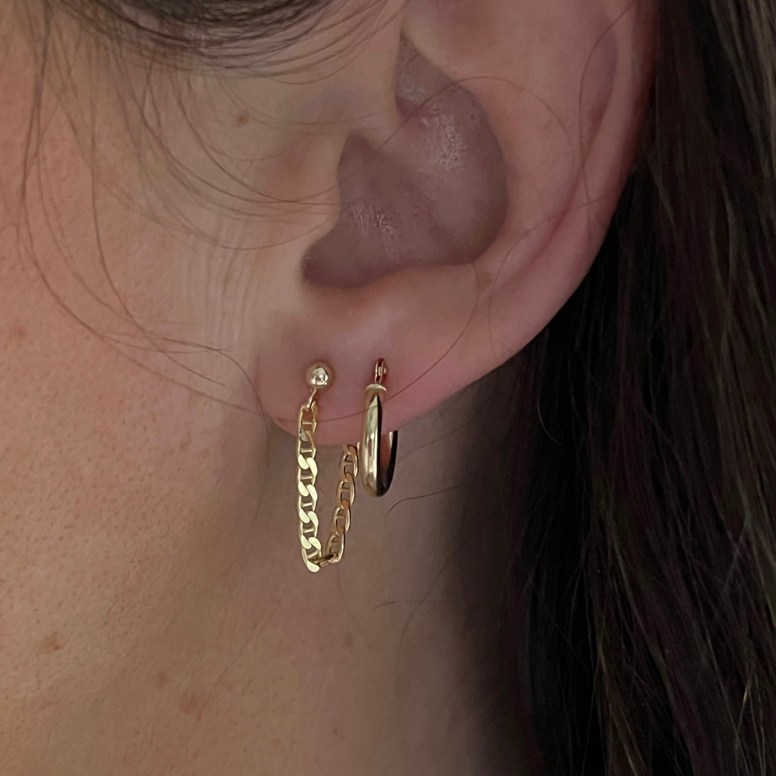 14k tina chain earrings