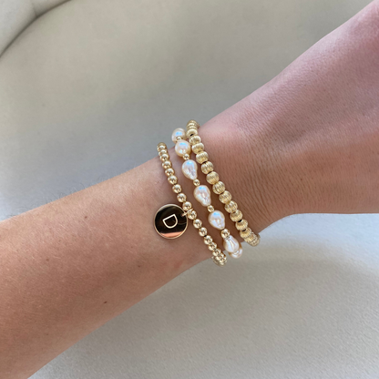 Barocker Initial-Dreierstapel (Perlen+4+5mm)