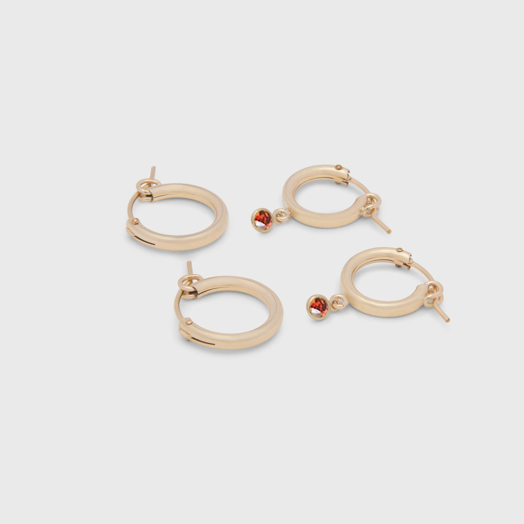 mona hoops (15mm) + birthstone mini hoops (13mm) earring set