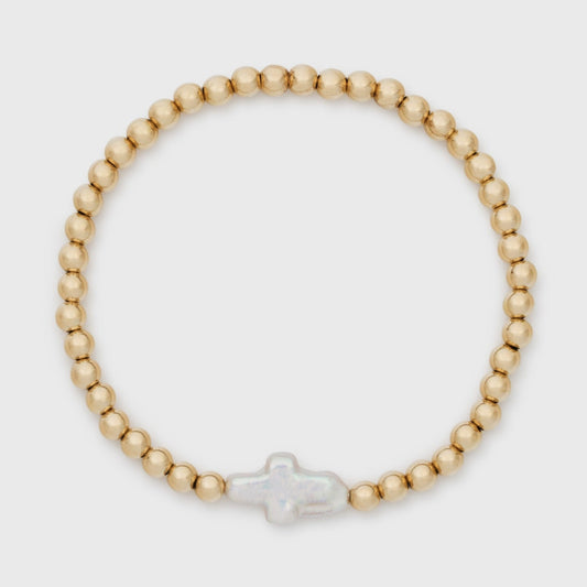 pearl cross juno bracelet (4mm)
