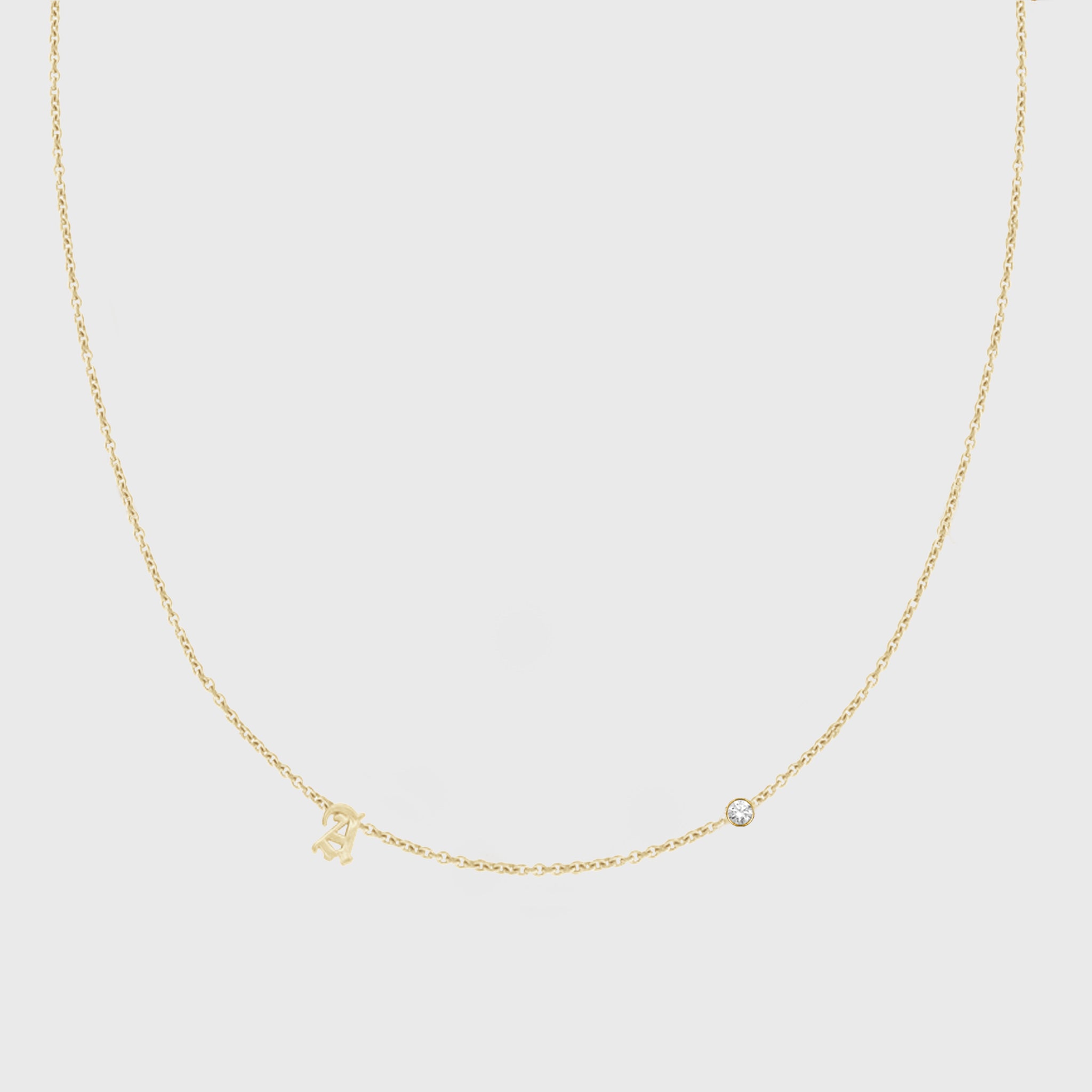 14k dainty old english initial necklace - 2 letters / diamonds