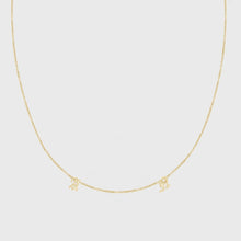 Load image into Gallery viewer, 14k dainty old english initial necklace - 2 letters / diamonds
