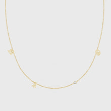 Load image into Gallery viewer, 14k dainty old english initial necklace - 4 letters / diamonds
