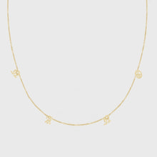 Load image into Gallery viewer, 14k dainty old english initial necklace - 4 letters / diamonds
