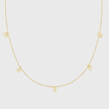 Load image into Gallery viewer, 14k dainty old english initial necklace - 5 letters / diamonds
