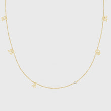 Load image into Gallery viewer, 14k dainty old english initial necklace - 6 letters / diamonds
