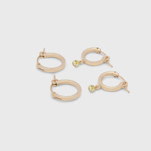 Load image into Gallery viewer, mona hoops (15mm) + birthstone mini hoops (13mm) earring set
