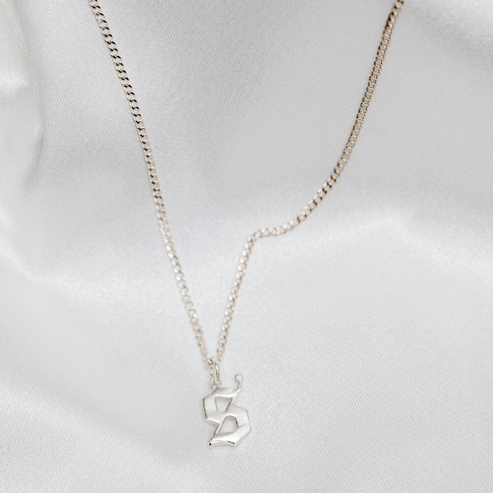 silver old english initial necklace