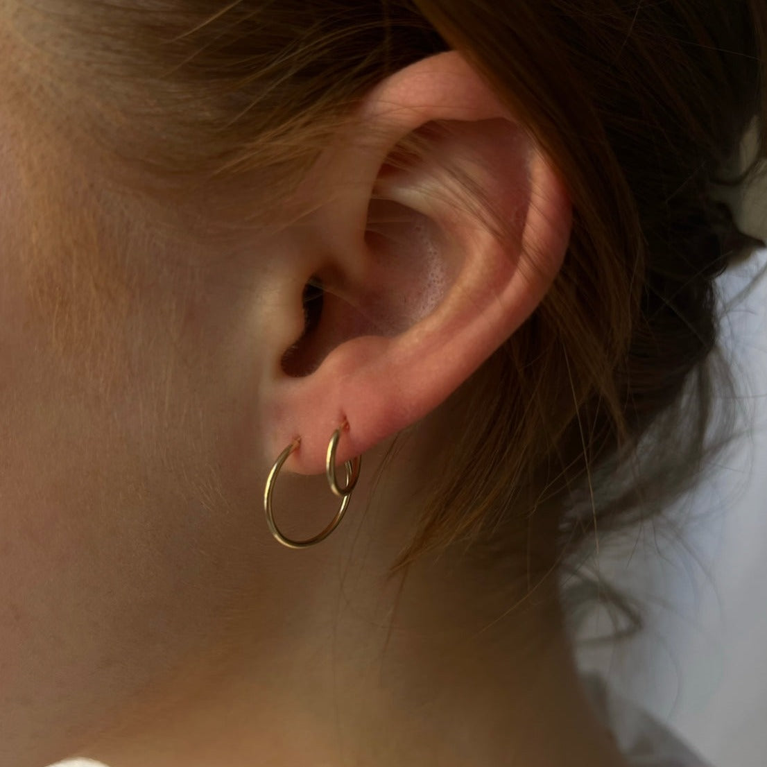 14k infinity hoops (10mm + 15mm) earring set