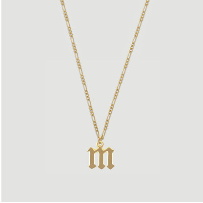 old english initial necklace