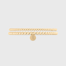 Load image into Gallery viewer, old english initial juno double bracelet stack (3+4mm)

