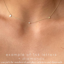 Load image into Gallery viewer, 14k dainty old english initial necklace - 2 letters / diamonds
